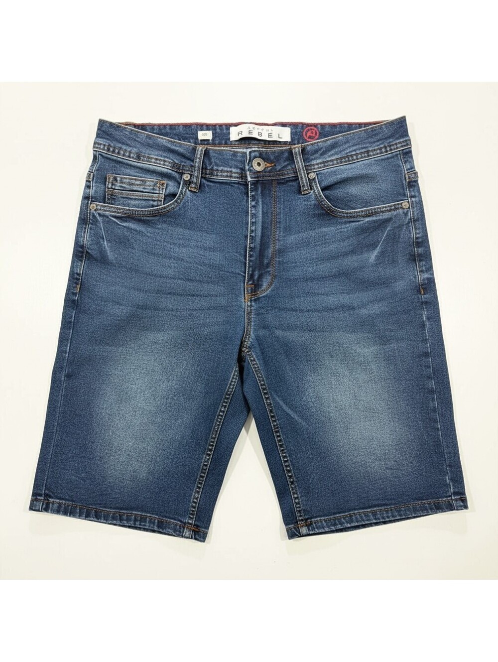 Artful Rebel Jean Shorts Mens 32 Blue Denim Stretch Jorts Embroidered Pocket